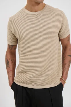 Horizontal Rib Knit Tee Oat