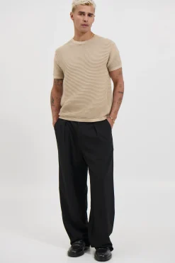 Horizontal Rib Knit Tee Oat