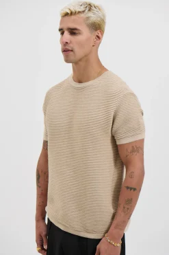 Horizontal Rib Knit Tee Oat