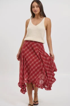 Iggy Midi Skirt Red
