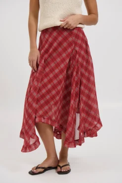 Iggy Midi Skirt Red