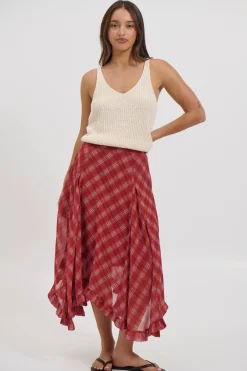 Iggy Midi Skirt Red