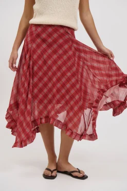 Iggy Midi Skirt Red