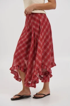 Iggy Midi Skirt Red