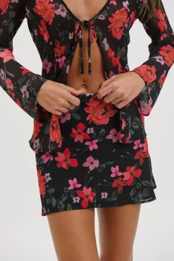Ingrid Mini Skirt Black Floral