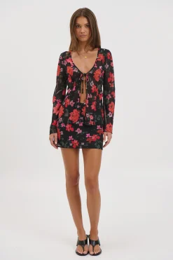 Ingrid Mini Skirt Black Floral