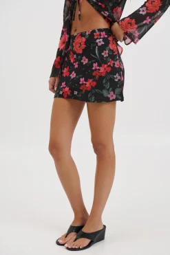 Ingrid Mini Skirt Black Floral