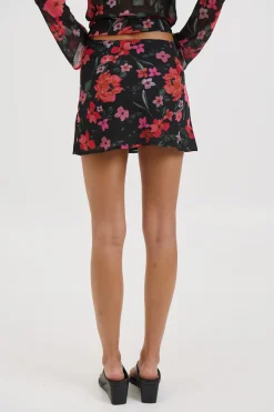Ingrid Mini Skirt Black Floral