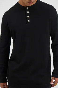 Jackson Fitted Henley Black