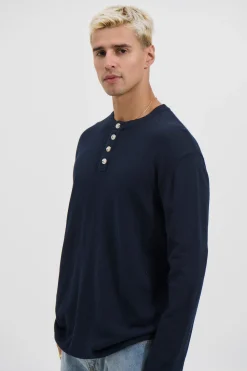 Jackson Fitted Henley Navy