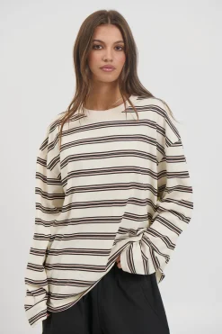 Jaida Long Sleeve Double Stripe Beige