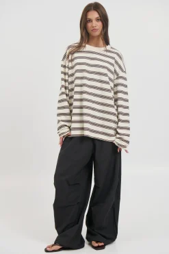 Jaida Long Sleeve Double Stripe Beige