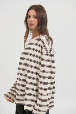 Jaida Long Sleeve Double Stripe Beige