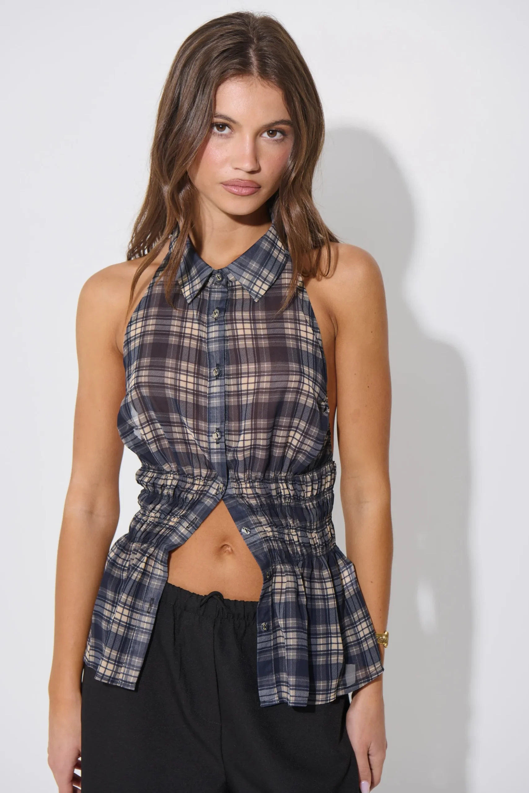 Jaylan Sleeveless Shirt Dark Grey