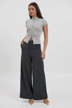 Jessica Button Up Top Grey