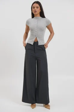 Jessica Button Up Top Grey