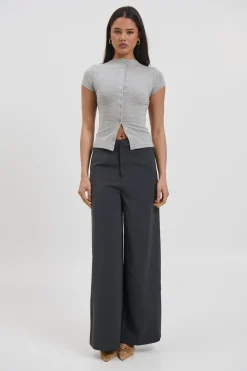 Jessica Button Up Top Grey