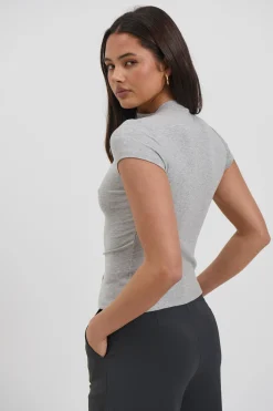 Jessica Button Up Top Grey