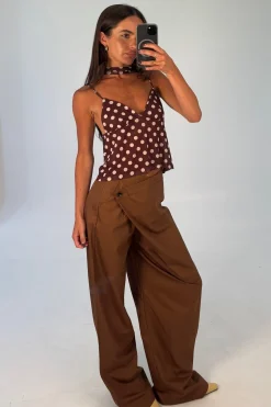 Kasia Polka Dot Top Chocolate