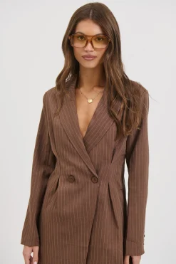 Kassandra Pinstripe Set Chocolate