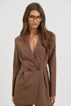 Kassandra Pinstripe Set Chocolate
