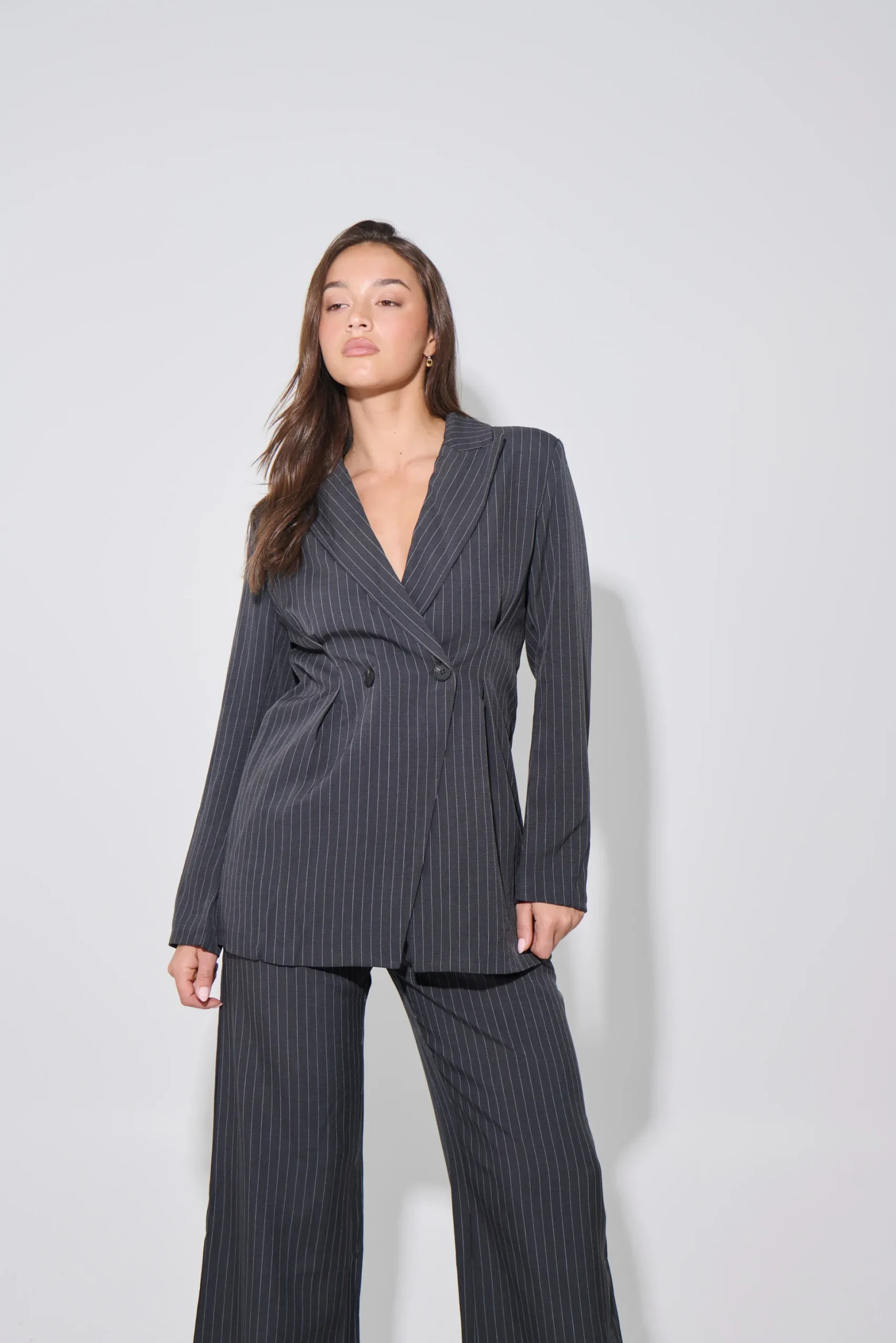 Kassandra Pinstripe Set Grey