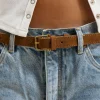 Kelly Genuine Leather Skinny Belt Tan