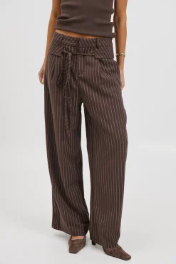 Kiara Pinstripe Pant Chocolate