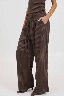 Kiara Pinstripe Pant Chocolate
