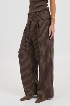 Kiara Pinstripe Pant Chocolate
