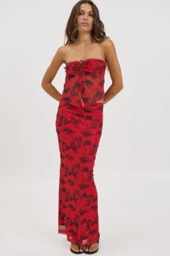 Lani Strapless Top Red