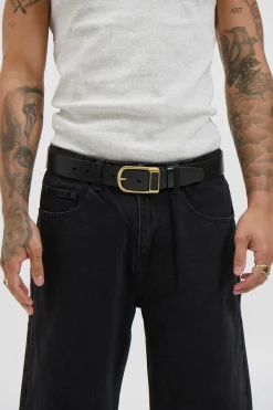 Leather Belt Wide Black