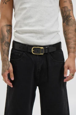 Leather Belt Wide Black