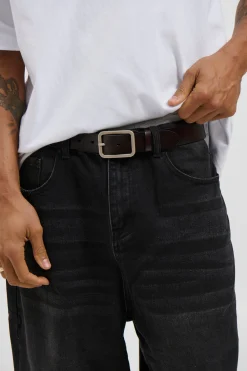 Leather Belt Wide Dark Brown