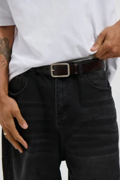 Leather Belt Wide Dark Brown