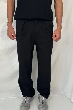 Lenny Pleat Straight Pant Black