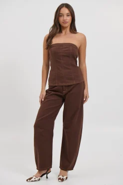 Lex Denim Corset Top Chocolate