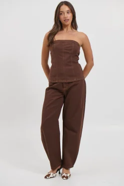 Lex Denim Corset Top Chocolate