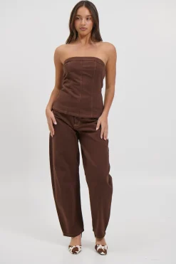 Lex Denim Corset Top Chocolate