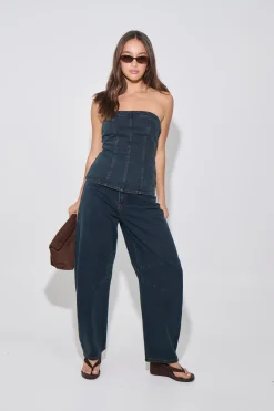 Lex Denim Corset Top Indigo