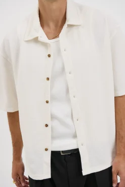 Lucas Drop Shirt Soft Texture White