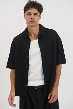 Lucas Drop Shirt Soft Texture Black