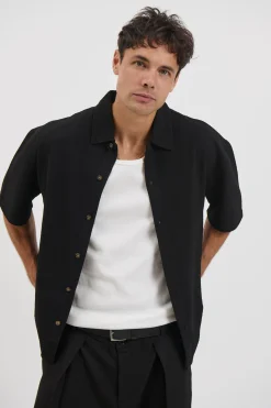 Lucas Drop Shirt Soft Texture Black
