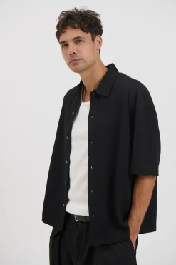 Lucas Drop Shirt Soft Texture Black