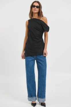 Lucy Linen Top Black