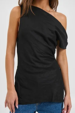 Lucy Linen Top Black