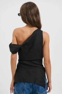 Lucy Linen Top Black