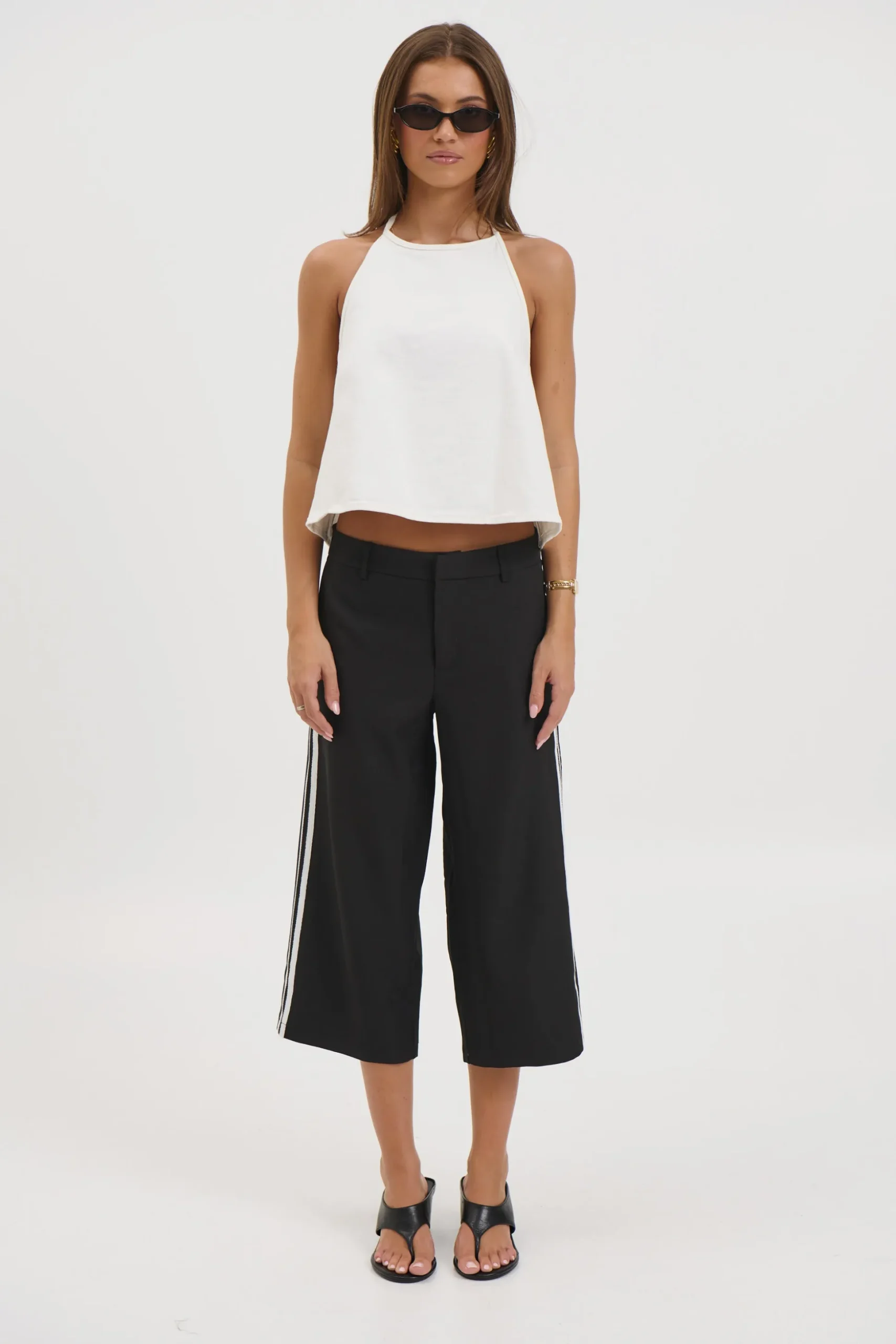 Lyra Denim Halter White