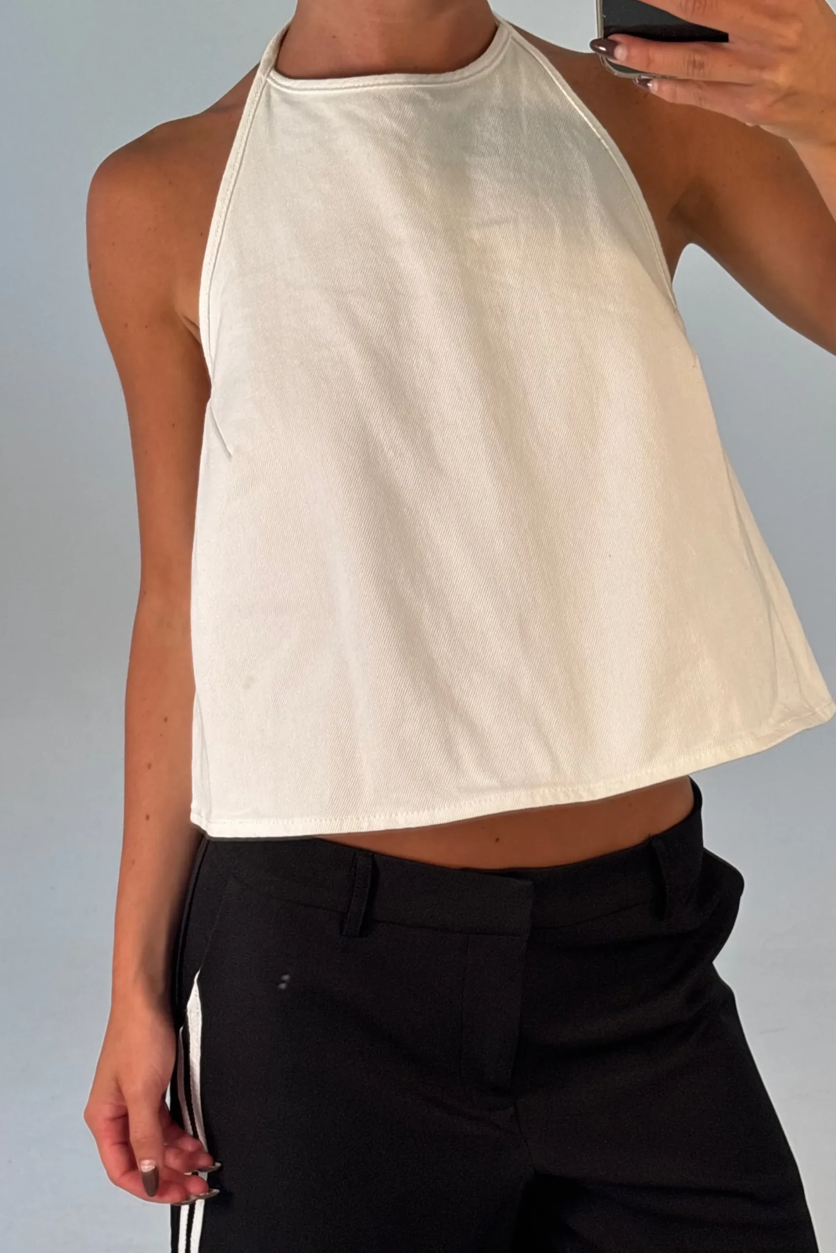 Lyra Denim Halter White