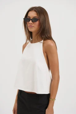 Lyra Denim Halter White